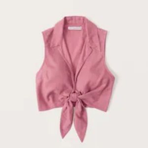 Abercrombie Tie-Front Linen-Blend Top